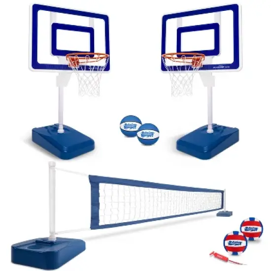 GoSports Splash Hoop ELITE 2-in-1 Full Court Pool Basketball & Volleyball Game Set image {1}