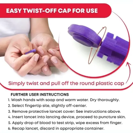 Sterile Twist-Cap Lancets 30G Purple image {2}