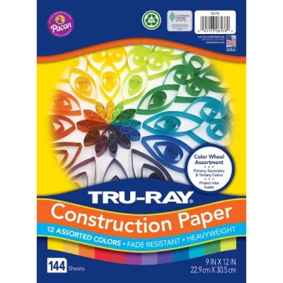 Tru-Ray Color Wheel Assortment, 12 Assorted Colors, 9" x 12", 432 Sheets image {1}
