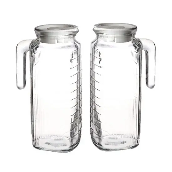 Bormioli Rocco Gelo Set of 2, Glass pitcher, 33.75 Oz. Carafe with Lid, for Homemade Juice, Iced Tea, Cold Brew, Dishwasher Safe Jug, (white) image {6}