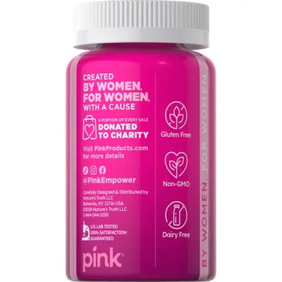 Pink Vitamins Dazzling Hair Skin Nails + Collagen Gummies - Strawberry - 60ct image {2}