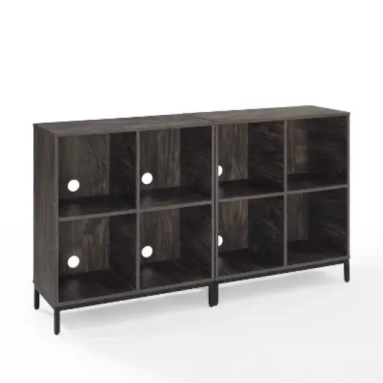 2pc Jacobsen Record Storage Cube Bookshelf Set Brown Ash - Crosley image {1}
