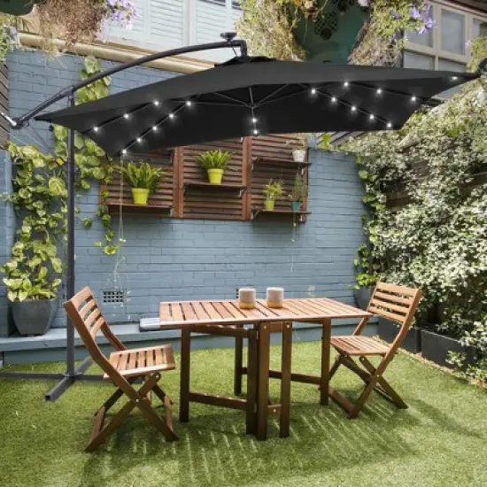 Sonkuki 8.2&times;8.2FT LED Solar Lighted Outdoor Patio Umbrella, Square Canopy Offset Umbrella for Villa Gardens, Lawns and Yard image {9}