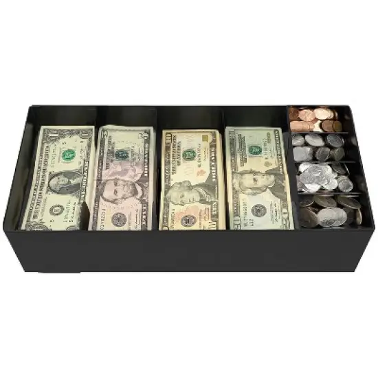 Nadex Coins&trade; Steel 5-Compartment Currency Tray with Coin Tray Insert and Lockable Cover in Black image {1}