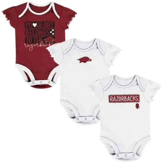 NCAA Arkansas Razorbacks Infant Girls' 3pk Bodysuit Set image {4}
