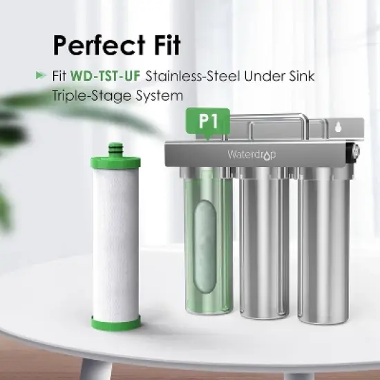 Waterdrop TST-UF Ultra-Filtration Under Sink Water Filter, Stainless Steel, 5X Service Life, Extra P1 Replacement Filter image {1}