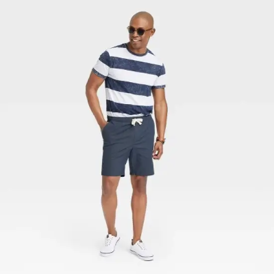 Men's 8" Everyday Relaxed Fit Pull-On Shorts - Goodfellow & Co&trade; Navy Blue image {2}