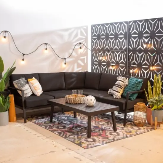 Linon Lark Aluminum Sectional Sofa Black image {5}