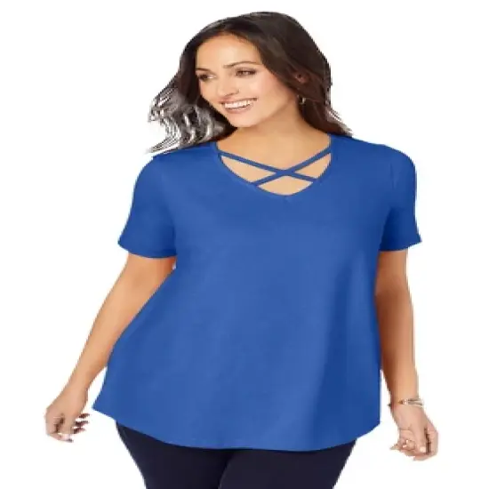 Jessica London Women&rsquo;s Plus Size Crisscross Strap Tee image {4}
