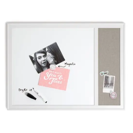U Brands 17''x 23'' Minimal Deco Frame Combination Board Gray Linen/White image {5}
