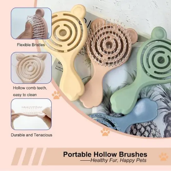 BABYYER Cat-Ear Design Puppy Brush, Gentle Soft-Bristle Small Dogs Plastic Detangling Grooming Tool, Fit for for Furry Pet image {2}