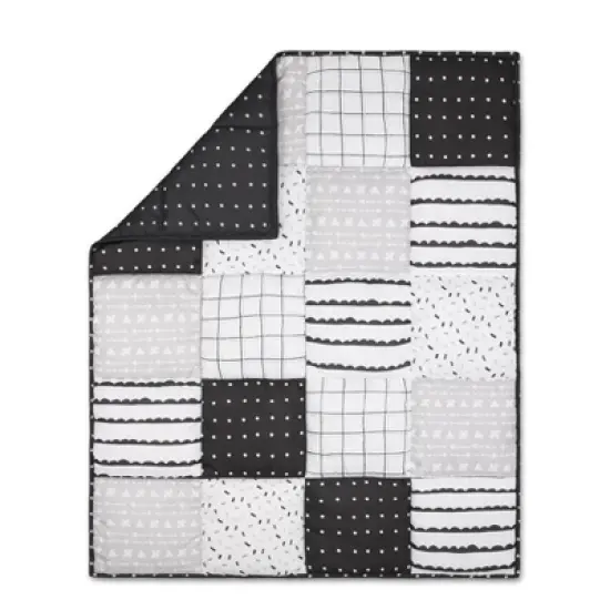 The Peanutshell Preston Baby Crib Bedding Set - Black/White - 3pc image {1}