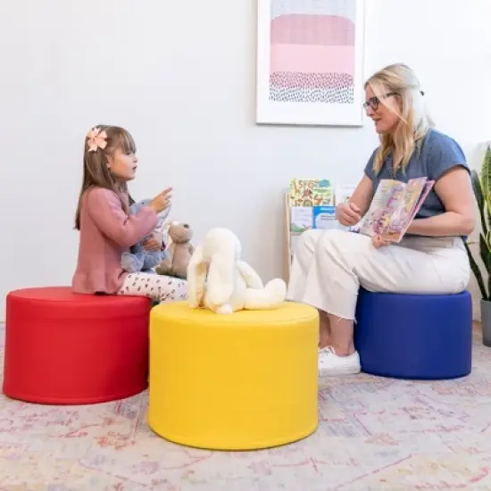 ECR4Kids SoftZone Round Foam Ottoman, Flexible Seating, 12in Seat Height, 4-Piece image {3}