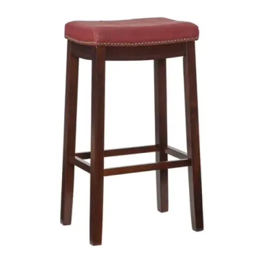 Padded Saddle Seat Barstool Hardwood - Linon image {12}