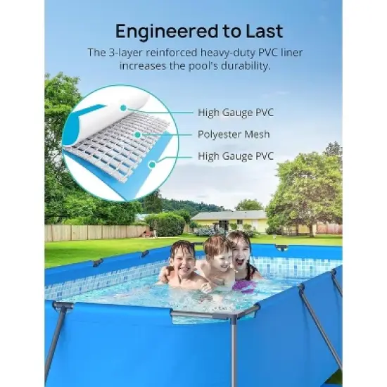 Evajoy EJ-HF047 Rectangular Metal Framed Swimming Pool Set 13ft x 7ft x 32in image {3}