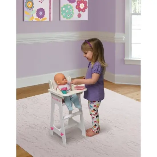 Badger Basket Doll High Chair with Accessories and Free Personalization Kit - White/Pink/Gingham image {3}