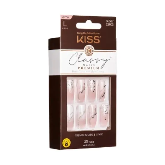 KISS Products Classy Premium Long Square Glue-On Fake Nails - Stunning! - 33ct image {7}
