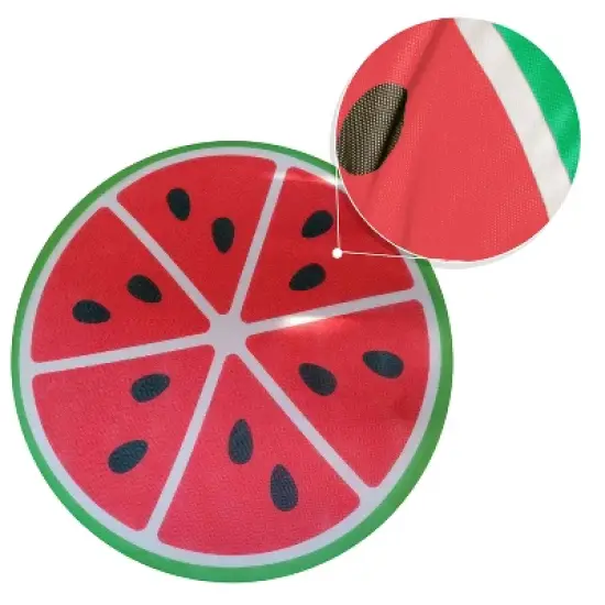 COMFY FLOATS Soft Mesh Self-Inflating Expanding Memory Foam Roll Up Sun Disc Pool Float Lounger with Protective Vinyl Layer, Watermelon image {3}