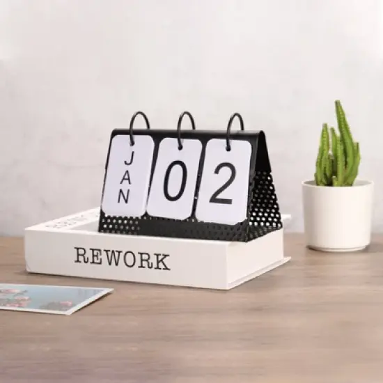 Unique Bargains Vintage Wood Desk Flip Calendar 1 Pc image {4}