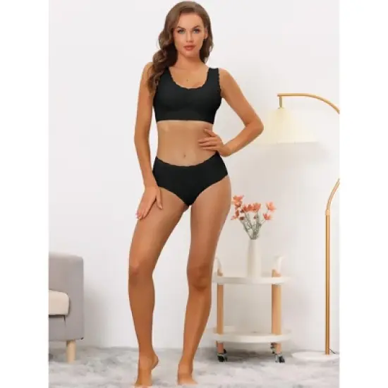 Allegra K Women's Wireless Pullover No Show Stretch Bra and Panty Set image {4}