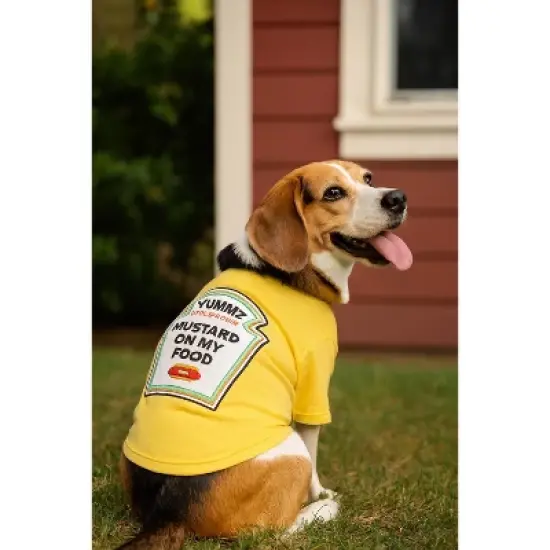Parisian Pet 'Mustard Licker' Halloween Costume for Dogs & Cats &ndash; Adorable Mustard Dog Costume, Pet Halloween Outfit, Yellow image {3}