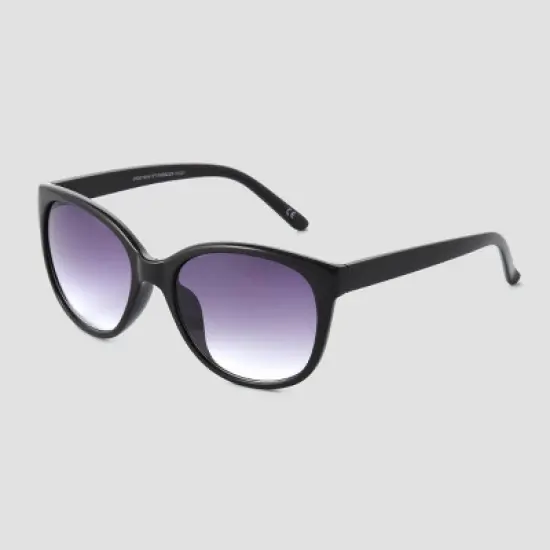 Women's Glossy Plastic Cateye Sunglasses - Universal Thread&trade; Black image {1}