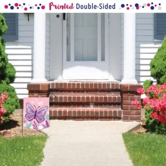 Big Dot of Happiness Beautiful Butterfly - Outdoor Home Decorations - Double-Sided Floral Baby Shower or Birthday Garden Flag - 12 x 15.25 inches image {1}