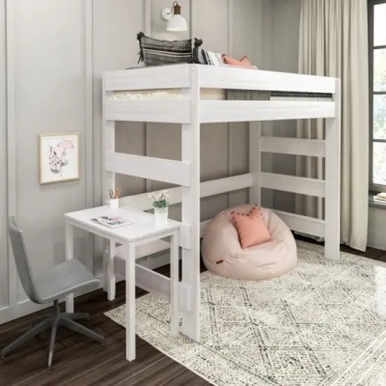 Max & Lily Farmhouse High Loft Bed with Desk image {1}