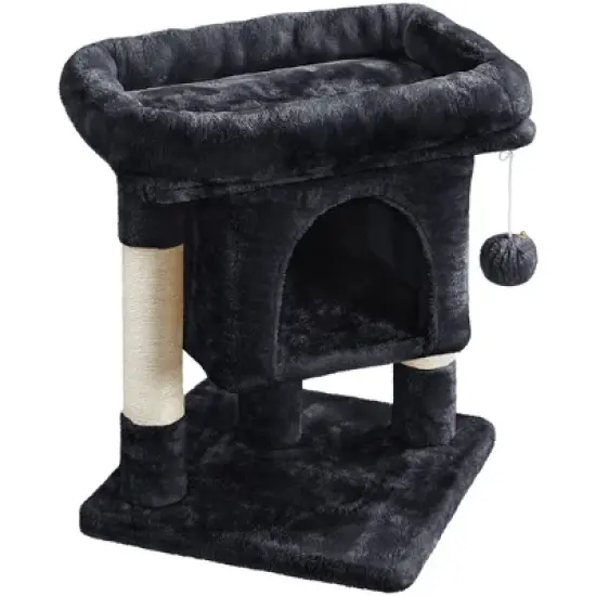 Yaheetech 23.5" Small Cat Tree Condo with Plush Perch image {11}