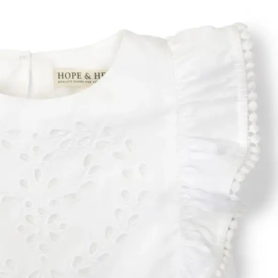 Hope & Henry Girls' Flutter Sleeve Eyelet Top, Infant image {2}