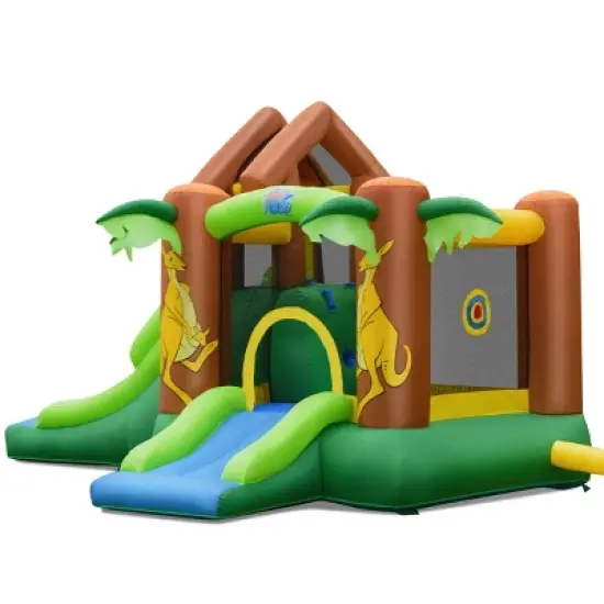 Tangkula Inflatable Jungle Bounce House w/ Dual Slides Climbing Wall Jumping Area image {7}