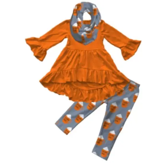Girls Pumpkin Spice Season Tunic, Scarf & Legging Set - Mia Belle Girls image {3}