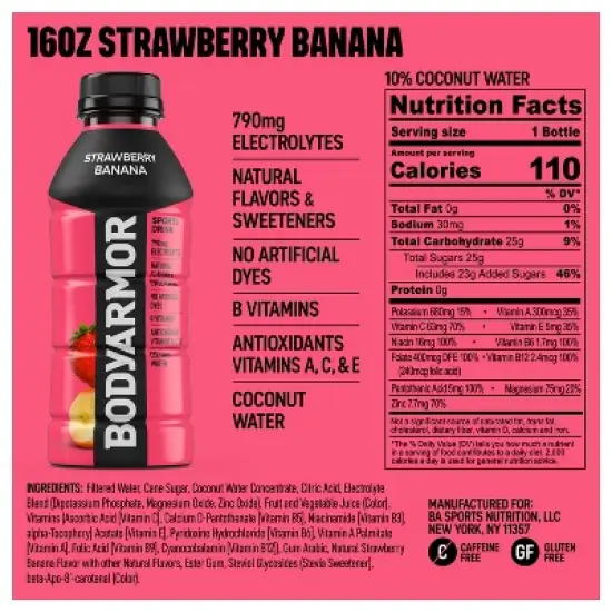 BODYARMOR Strawberry Banana - 16 fl oz Bottle image {5}