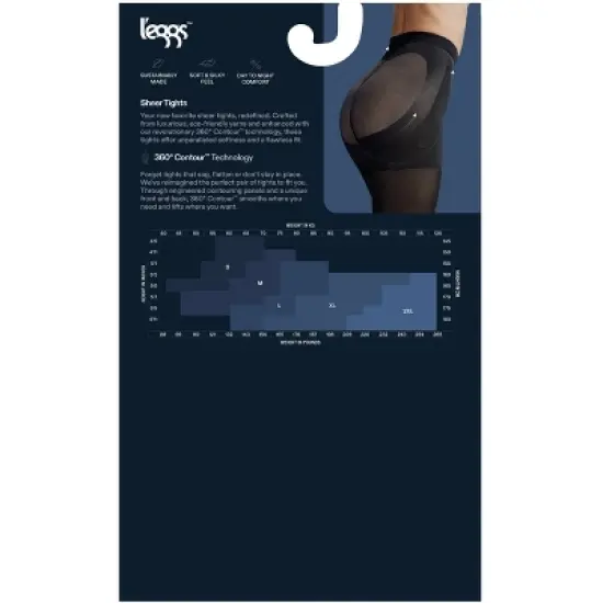 L'eggs Women's 20 Denier 360 Contour Sheer Tights - Black image {2}
