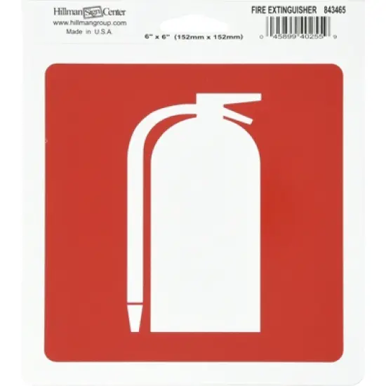 Hillman English Red/White Fire Extinguisher Sign 6 in. H X 6 in. W - Case of 6 image {1}