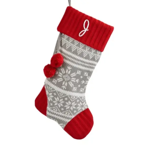 Personalization Mall Knit Snowflake Embroidered Initial Christmas Stocking image {12}