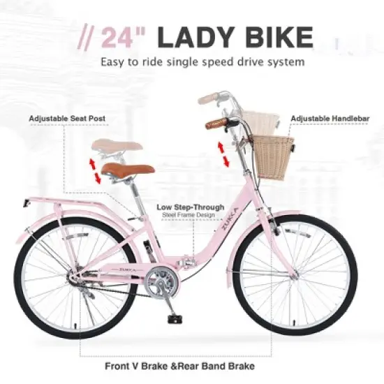 Gulches 26 Inch Single Speed Folding Lady Bike , Durable Steel Frame,Compact Design for Easy Storage and Commuting image {2}