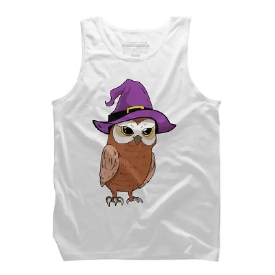 Men's Design By Humans Owl Witch Halloween T Shirt By thebeardstudio Tank Top image {7}