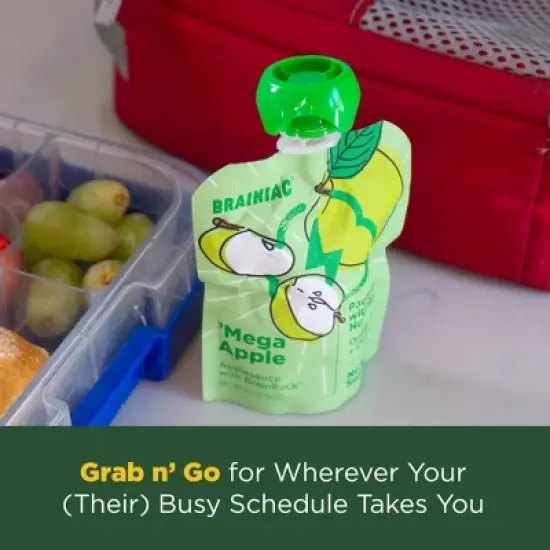 Brainiac Kids Brain Squeezers Applesauce Pouches with Omega-3s Variety Pack Apple, Strawberry and Cinnamon - 3.2oz/10ct image {8}