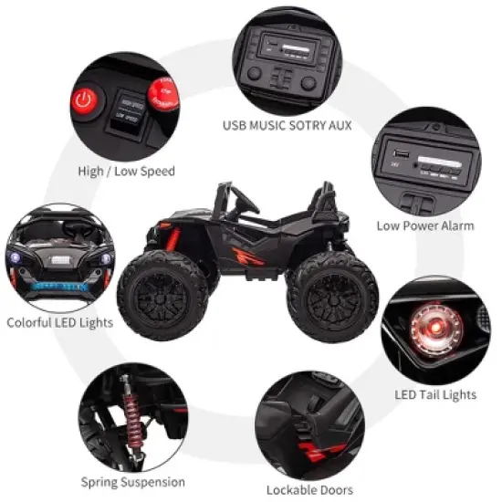 2 Seaters 24V Ride on UTV with Remote Control,10AH Battery, 400W Powerful Motors with 17" EVA Wheels image {4}
