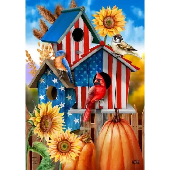 Briarwood Lane Garden Flag 12x18 For Outdoor American Fall Birdhouses For Fall Garden Flag Flags For Outside image {2}