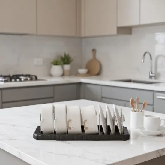 Fortune Candy Retractable Cabinet Organizer Rack, Pot Lid Holder with 6 Adjustable Dividers for Cutting Boards, Pans, and Kitchen Storage image {6}