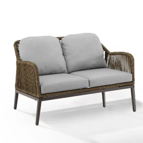 Haven 2pc Outdoor Wicker Conversation Set - Light Gray - Crosley image {10}