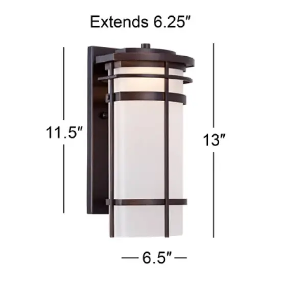Possini Euro Design Theola Modern Outdoor Wall Light Fixture Bronze LED 12 3/4" Etched Glass Shade for Post Exterior Barn Deck House Porch Yard Patio image {7}