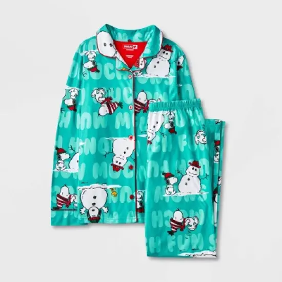 Girls' Peanuts 'Snow Much Fun' Coat Pajama Set - Green image {3}