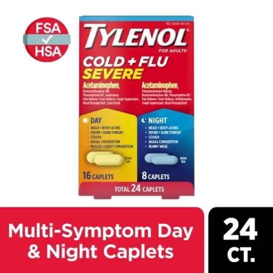 Tylenol Cold+Flu Severe Day/Night Caplets - Acetaminophen - 24ct image {5}