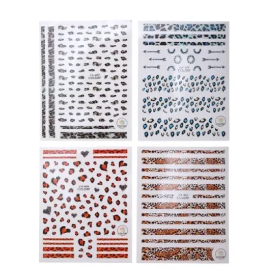 Unique Bargains Self-Adhesive Leopard Print Nail Art Stickers Brown Blue 4 Pcs image {5}