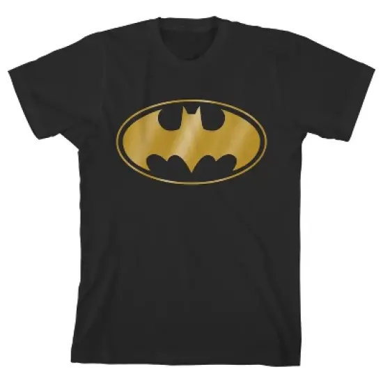 Batman Gold Bat Signal Black Graphic Tee Toddler Boy to Youth Boy image {6}