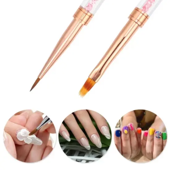 Unique Bargains ABS Double-Headed Crystal Handle Liner Brush Rose Gold Tone 1 Pc image {1}