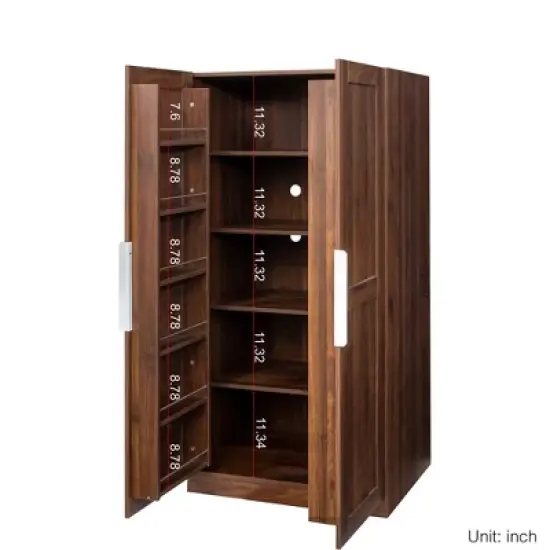 APRILSOUL 62.99" Kitchen Pantry Cabinet, Walnut Freestanding Buffet Cupboards Sideboard image {7}